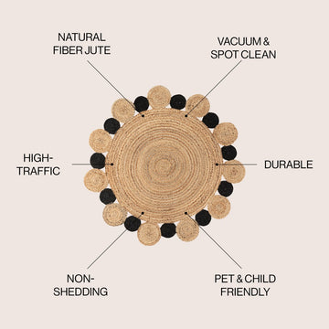 Ayana Two-tone Jute Hippy Circle Area Rug